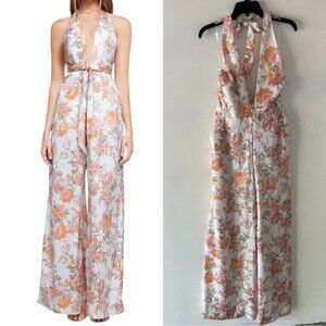 New! Nookie Utopia White Orange Floral Print Jumpsuit - 37699